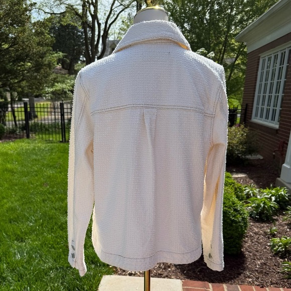 Blank NYC Ecru Cropped Punch Hole Shirt Jacket with Pockets - Picture 7 of 14